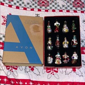 Vintage, Avon Festive Ornament Collection - Red, Green, Gold, Silver, set of 12